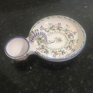 Mexican signed Cruz Hand Painted Olive Dish
